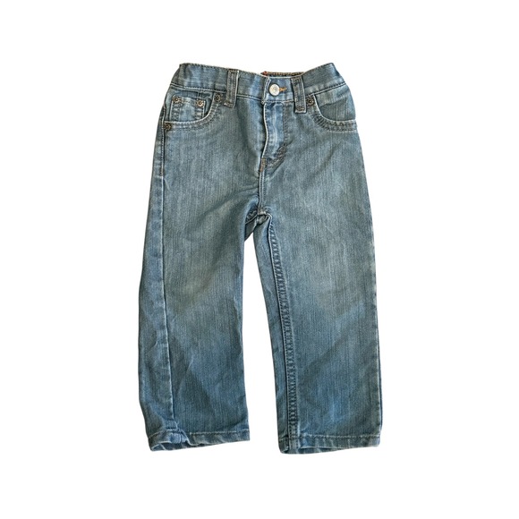 Levi's 514 Slim Straight Denim Jeans Kids 24M Blue Adjustable Waist Band - Picture 1 of 4